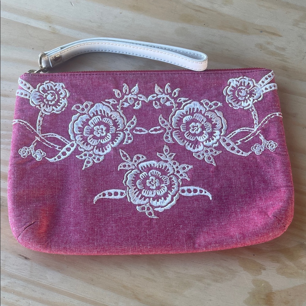 Talbots Pink and White Floral Wristlet